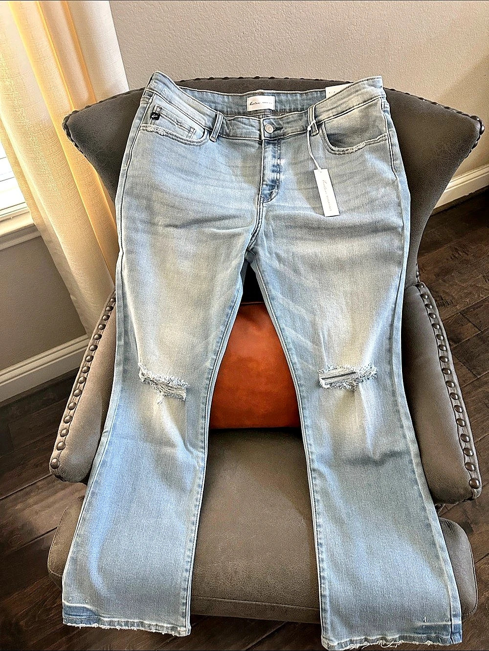 Kancan Essentials Mid-Rise Kick Flare Jeans Blue